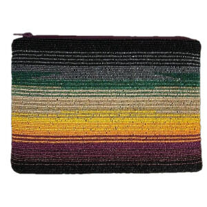 Beaded zipper pouch clutch NEW